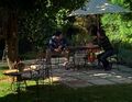 The Parkmans discuss Matt's powers on their patio.