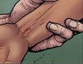 In the scar a spider queen gave to Farah. (Godsend, Part 3)
