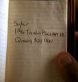 This note in Chandra's journal leads Eden and Mohinder to Sylar's apartment.