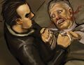 Arnold is bleeding heavily as Samuel kills him. (Bloodlines, Part 2)