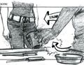 On Candice's belt. (from a Kindred storyboard panel)