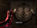 Miko says "Yatta!" after killing her dark counterpart.