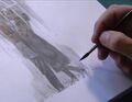 Tim sketches an image of Peter and Simone...