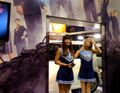 Behind the Cube, Heroes cheerleaders scanned badges for the drawing.