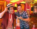 Emcee Robert Baxt (left) with new Heroes actor Ray Park at the carnival.