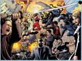 Both covers join together to depict a "battle royale between the forces of good and evil".