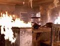 Ted causes the home to burn.